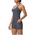 thumbnail image 2 of FNFYFH 2 Piece Workout Sets for Women High Waisted Tummy Control Biker Shorts Halter Tank Tops Gym Outfits, 2 of 6