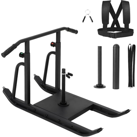 Adjustable Height Weight Sled for Strength & Speed Training – Heavy-Duty Push Pull Sled, Ideal for Football, Fitness, Running – Fits 1" & 2" Plates – Home or Outdoor Workout Equipment – Black
