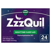 Vicks ZzzQuil Sleep Aid Liquicaps, Non-Habit Forming, 50mg Diphenhydramine HCl, 24 Ct