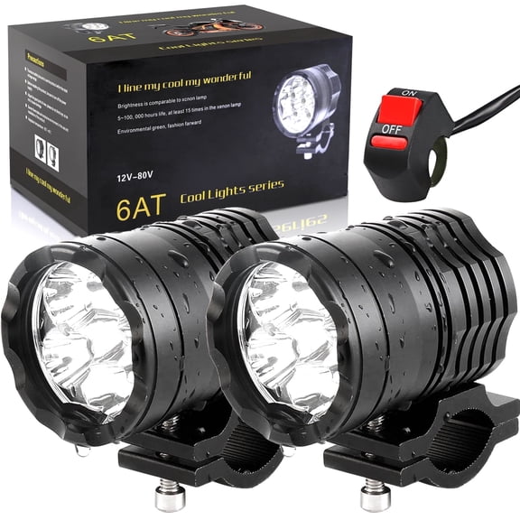 Ueasy 2-Pack 40W LED Driving Lights - 12-80V Motorcycle Fog Lights, 3600LM Spot/Flood Beam, 6 Cree Leds, 3-Mode Switch, Waterproof for ATV/UTV/Truck/Boat (Universal Fit)