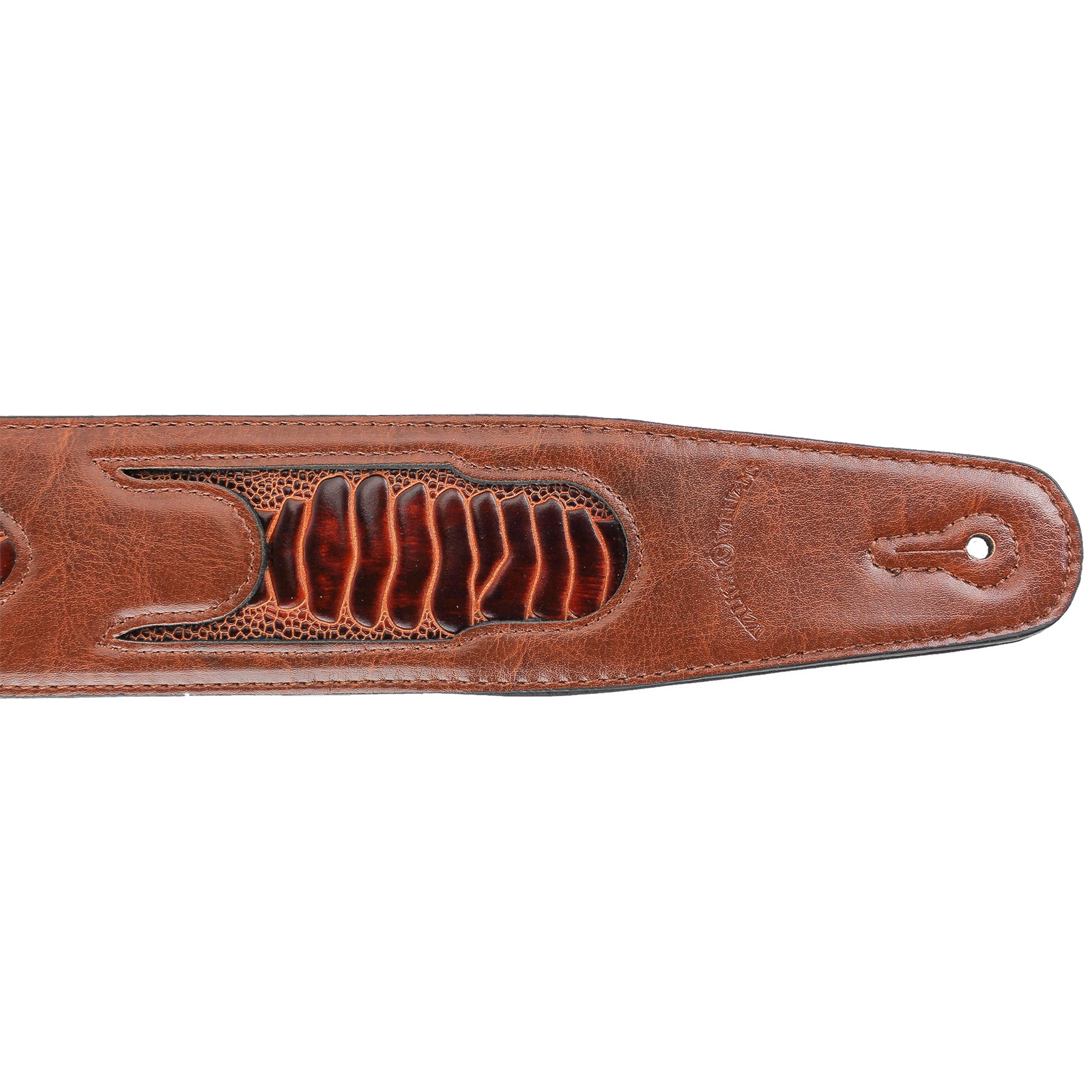 Walker & Williams GC-19 Mahogany Brown Leather Crocodile Padded Guitar Strap