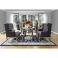 thumbnail image 2 of Fabric Upholstered Wooden Settee with Button Tufted Wingback Design Backrest, Gray and Brown, 2 of 4