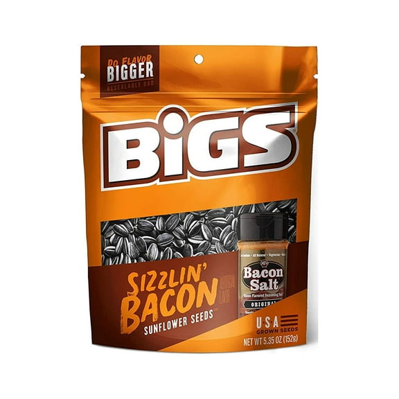 BIGS Bacon Salt Sizzlin Bacon Sunflower Seeds, 5.35-Ounce Bag(Pack of 12)