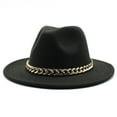 thumbnail image 1 of Hat Big Chain Wide Brim Autumn Winter Sun Protection All Match Felt Cap for Daily Wear, 1 of 10