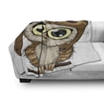 thumbnail image 2 of Owls Soft Flannel Fleece Throw Blanket, Owl in Pilot Hat Big Eyes Caricature Characters Wildlife Humor Comic, Cozy Plush for Indoor and Outdoor Use, 50" x 70", Yellow Brown Cocoa, by Ambesonne, 2 of 5