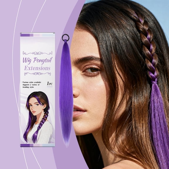 FSTDelivery Purple Braiding Hair Extensions, 18 inch Braiding Hair Pre Stretched for Braids Purple Hair Extensions for Stage Party Costume Cosplay, for Kids Girls, Daily Use