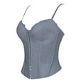 thumbnail image 3 of Gkeoshab Orange Corset Lace Bustier Corset Crop Tops for Women - Spaghetti Strap Corset Bustier Fashion Going Out Top Shapewear Grey L, 3 of 7