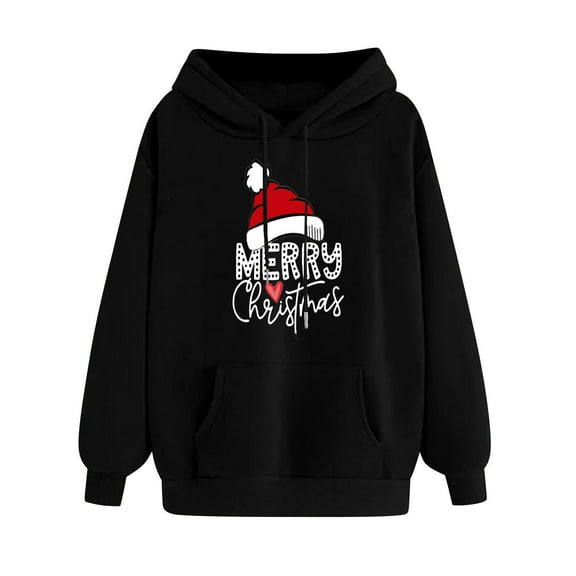 Wancir Merry Christmas Tree Striped Splicing Hoodie Shirt Blouse for Women Christmas Color Block T Shirt Top