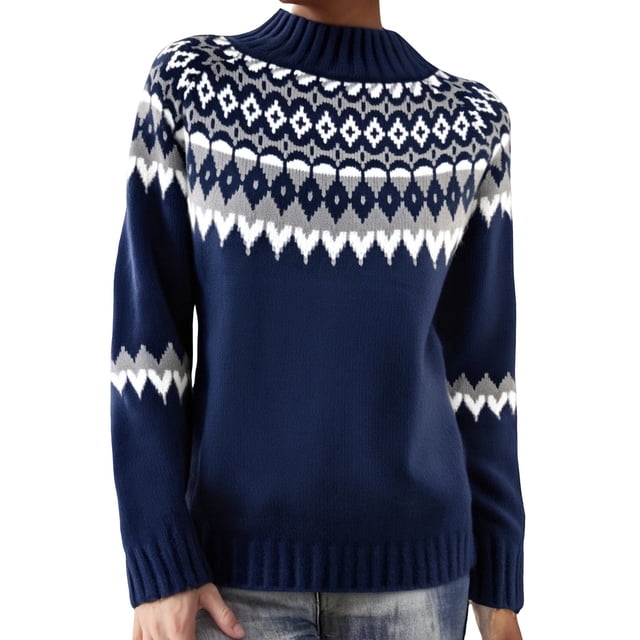 Chandail en Tricot pour Femmes Hiver Chaud Chandail Ample Col Roulé Décontracté Doux Fil Confortable Automne