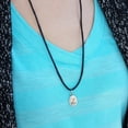 thumbnail image 3 of Letter Z Floral Monogram Initial Antiqued Oval Charm Pendant with Black Satin Cord, 3 of 4