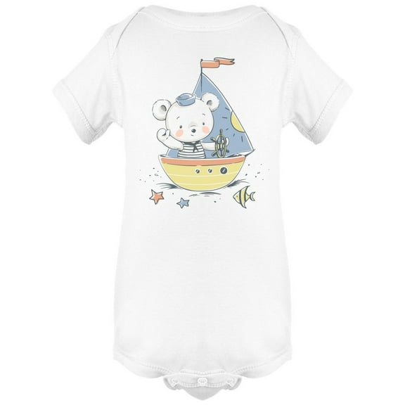 White Bear On Sailing Boat Bodysuit Infant -Image by Shutterstock,  6 Months