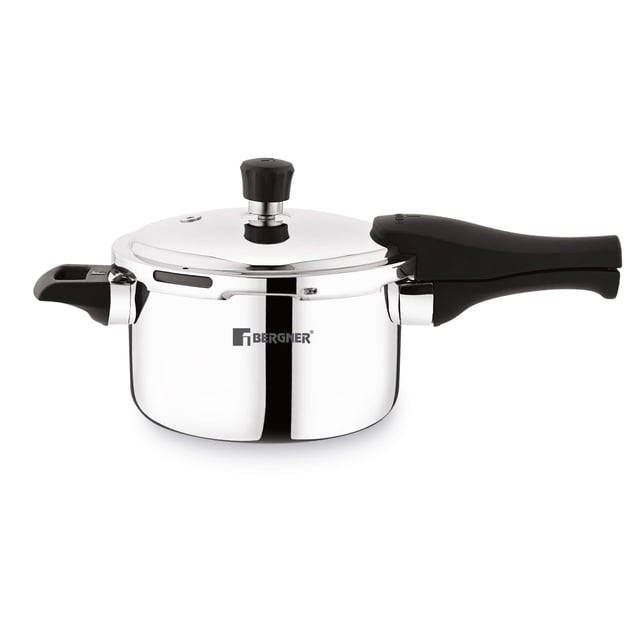 Trimax Triply Stainless Steel 6.5 Liters Outer Lid Pressure Cooker | Triply Bottom, For Healthy Cooking, Mirror Finish, Easy To Clean, Durable - Induction Base & Gas Ready, Silver, 5-year Warranty