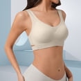 thumbnail image 2 of Weikingp Front Closure Bras for Women Padded Push up Bra Sleep Bras Cotton Sports Bras for Women Stretchy Bra T-shirt Bra Front Closure Bras for Seniors Beige L, 2 of 4