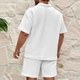 thumbnail image 2 of Previn Men's 2 Piece Outfit Polo Shirt Boyleg Matching Outfit Tracksuits Casual Set Empire Waist Half Zip Classic Elasthane White Large, 2 of 2