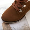 thumbnail image 4 of Women Booties Solid Color Casual Lightweight Square High Heels Pointed Toe Warm Fleece Suede Snow Ankle Boots,Brown Boots women size 5.5, 4 of 7