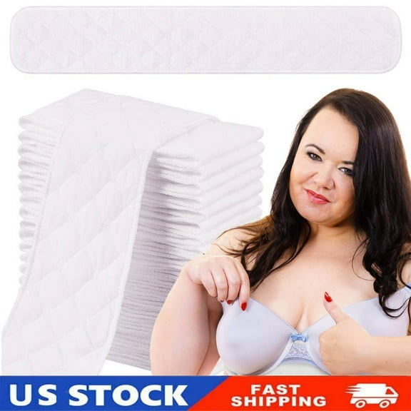 20Pcs Bra Liners for Sweat 18x3'' Washable Rectangle Cotton Under Breasts Pad