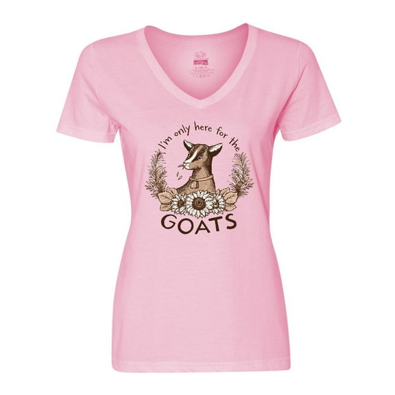 Inktastic I'm Only Here for the Goats Women's V-Neck T-Shirt