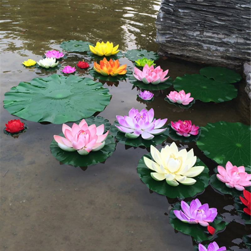 False Plants Fake Flower Artificial Water Lily Floating Pond Aquarium Decoration 