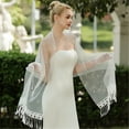 thumbnail image 3 of Single Tier White Wedding Shawl with Beadwork Pearls and Tassels Bride Shoulder Wrap for Wedding Evening Party Dresses, 3 of 8