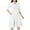 #260-White, variant on Women's Solid Dress - Semi-Formal Fit Flared Hem 3/4 Sleeve V-Neck with Pockets, Modest Church Attire for Work or Casual Office Wear
