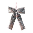 thumbnail image 2 of EWASWON Large Velvet Sequin Christmas Tree Bow, Christmas Tree Topper Bow Ornament, Pre-Tied Reusable Silver Bow for Front Door, Wreath, Mantel, 11 Inch, 1 Pack, 2 of 6