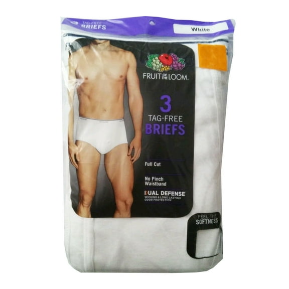 Fuit Of The Loom Men's 3 Pack Tag Free Full Cut Cotton Briefs White Small