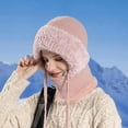 thumbnail image 6 of Prolriy Winter Hats for Women Winter Knitted Hat Warm Cycling Ski Women Windproof Hood Heavyweight Thermal Fleece Womens Hats Pink, 6 of 6
