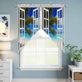 thumbnail image 6 of Windows Seascape Kitchen Window Curtains, Swag Curtains Valance for Bedroom Living Room Bathroom, Summer Beach Coastal Palm Trees Rod Pocket Window Treatment Curtain Block Drapes 2 Panels 36"x36", 6 of 9