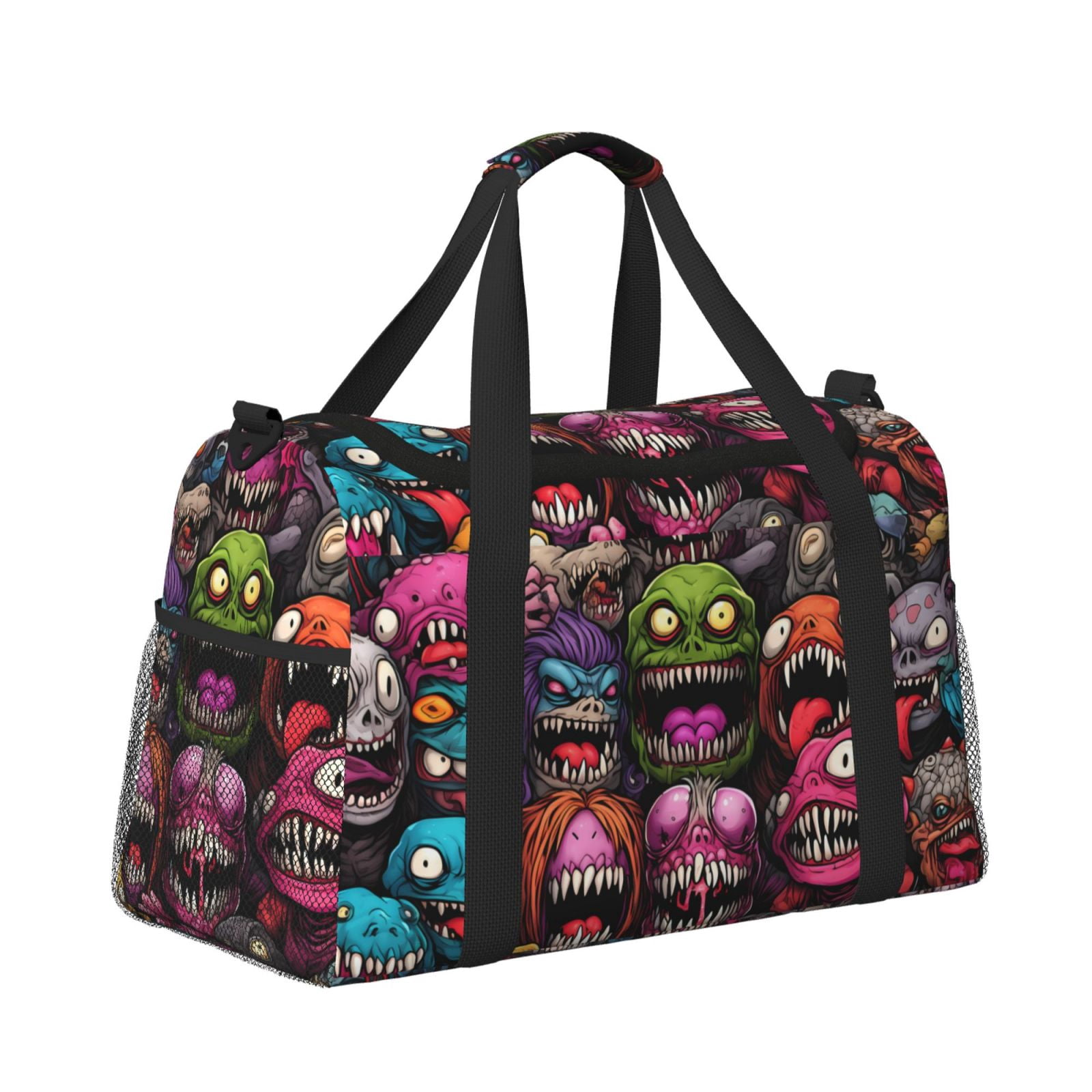 Fuzoiu Monstrous Cartoon Characters Print Travel Duffle Bag,Carry On Tote Bags,Duffel Bag,Sport Gym Bag, Hospital Bag for Labor and Delivery, Overnight Bag,Luggage Bag