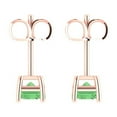 thumbnail image 4 of 2.0 Ct Emerald Cut Studs Green Crystal 14K Rose Solid Gold Everyday Dainty Earrings Push Back, 4 of 7