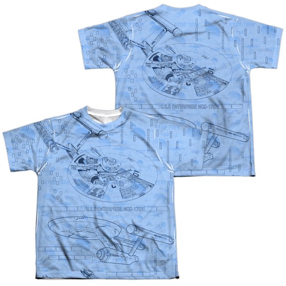 Star Trek - Blue Print - Youth Short Sleeve Shirt - Large