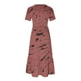 thumbnail image 4 of Summer Savings 2024! TAGOLD Womens Plus Size Summer Dresses,Women's Fashion Round Neck Short Sleeve Printed Dress Khaki XL, 4 of 4