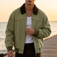thumbnail image 3 of Winter Jackets for Men Cotton Contrast Color Washed Vintage Work Jacket Lapel Long Sleeve Full Zip Loose Casual Outer Coat Fashion Casual Coats, 3 of 10