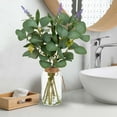 thumbnail image 4 of 14" Eucalyptus Leaves with Lavender Flower Artificial Plant Stems in Glass Vase with Faux Water Home Office Farmhouse Wedding Centerpiece Décor, 4 of 5