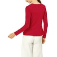 thumbnail image 4 of INSPIRE CHIC Women's Tie Front Long Sleeve Ruffled Hem Open Front Knit Cardigan M Red, 4 of 8