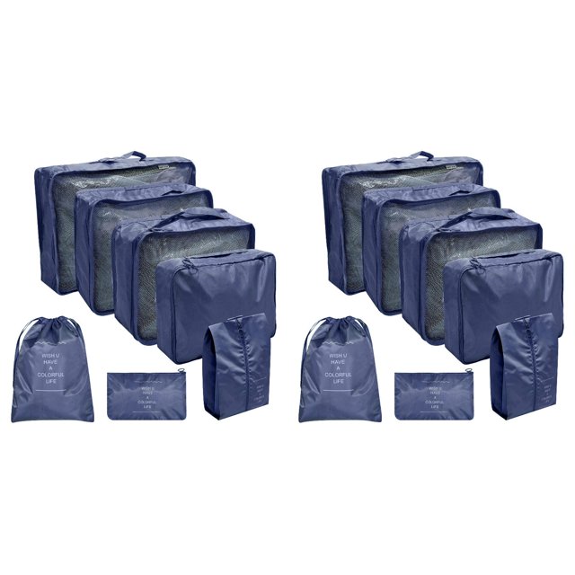 (2-Pack) Rinsvye Packing Cubes for Travel Zipper Storage Bags for Clothes 7Pcs Travel Cubes Set Zipper Closet for Clothes Foldable Suitcase Organizer Lightweight Under Bed Clothes Storage Luggage St