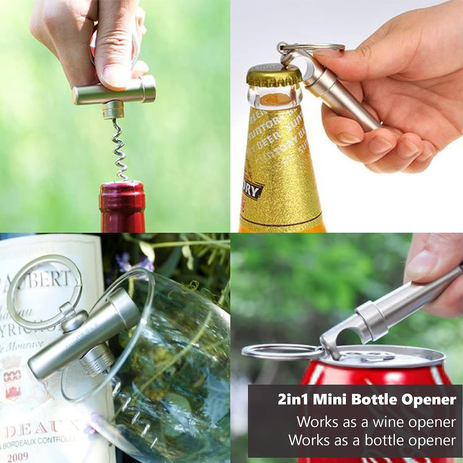 MKEUDQ-Munkees Mini Keychain Corkscrew Tool, Small Key Ring Wine Opener, Emergency Travel Cork Wine Opener, Portable Backpack Camping Kit, Wine Enthusiasts, Waiters, Bartenders, Bottle Opener Gift Se