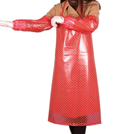 RENACLIPY Red Waterproof Kitchen Apron with Oil Resistant Long Style Design