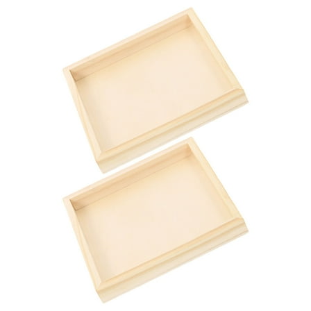 ULTNICE Square Wood Tray Puzzle Toy Trays Bamboo 2Pcs