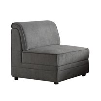ACME Bois Velvet Upholstered Armless Accent Chair in Gray