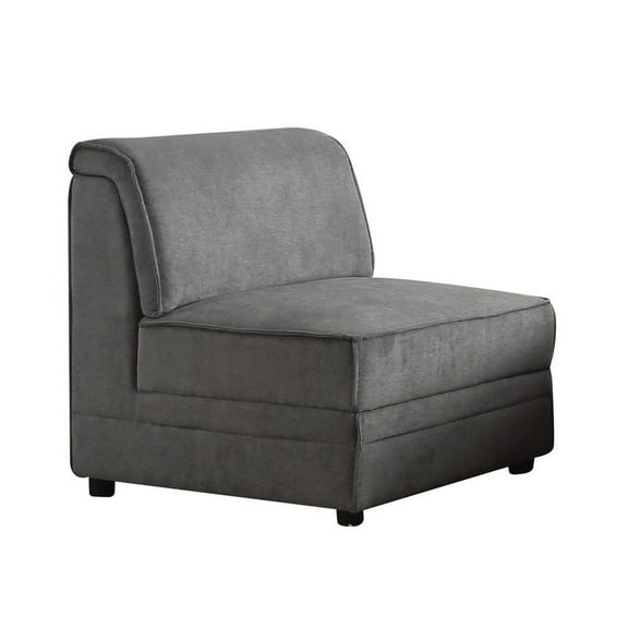 ACME Bois Velvet Upholstered Armless Accent Chair in Gray