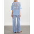 thumbnail image 6 of Women Crochet Pants Set Casual Hollow Out V Neck Shirt and Wide Leg Pants Outfits Summer 2 Piece Loungewear, 6 of 9