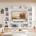 thumbnail image 3 of Hiphuta 79" W Wall Unit Entertainment Center with Bookcase for TVs up to 60", Farmhouse TV Stand with LED Lights for Living Room, White, 3 of 7
