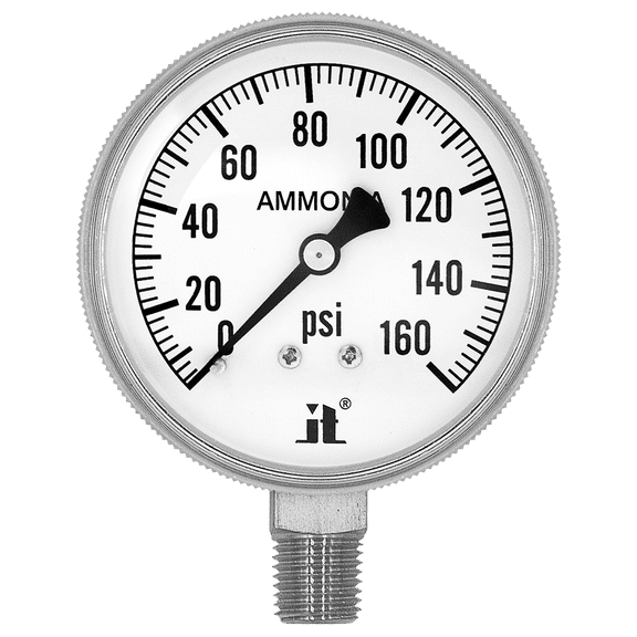 Zenport APG160 Ammonia Gas Pressure Gauge, 160 PSI, Silver - 10 Pack