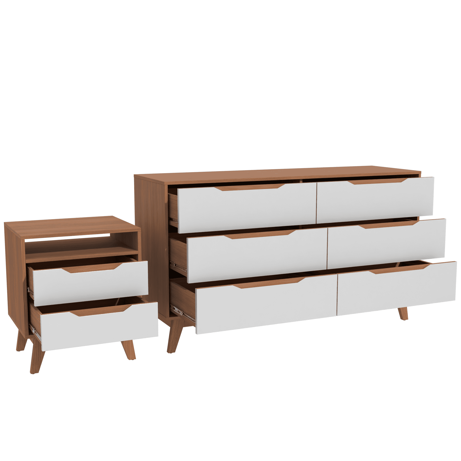 Kappesberg Bedroom Furniture Set with 6-Drawer Dresser and 2-Drawer Nightstand Golden Oak/White – Modern Storage Combo