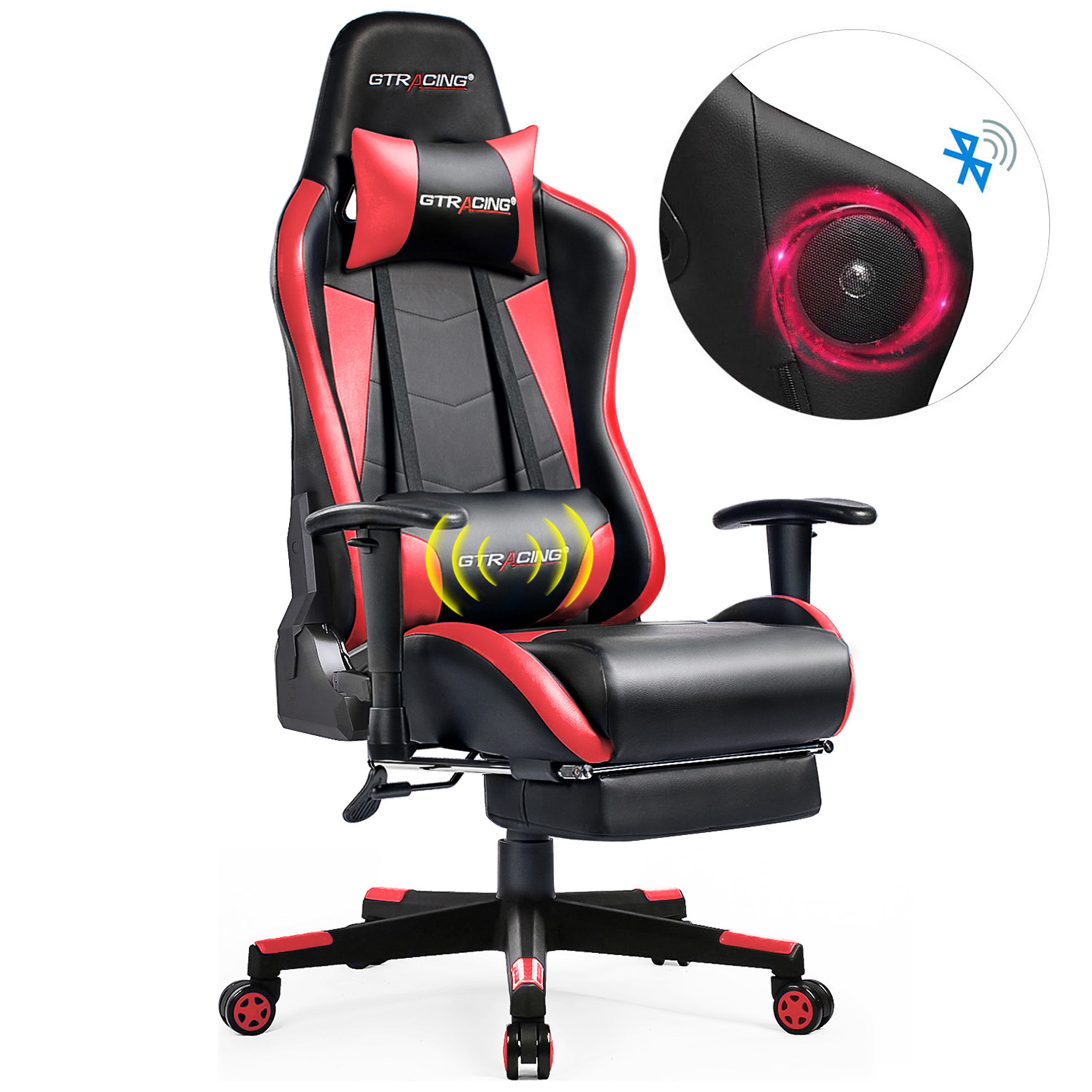 Gtracing Gaming Chair With Bluetooth Speakers Footrest Massage Music Game Chair Purple Walmart Com Walmart Com