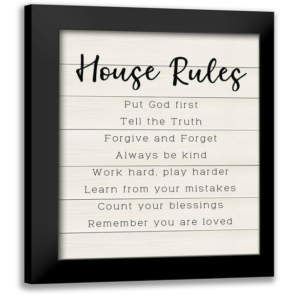 CAD Designs 12x14 Black Modern Framed Museum Art Print Titled - House Rules