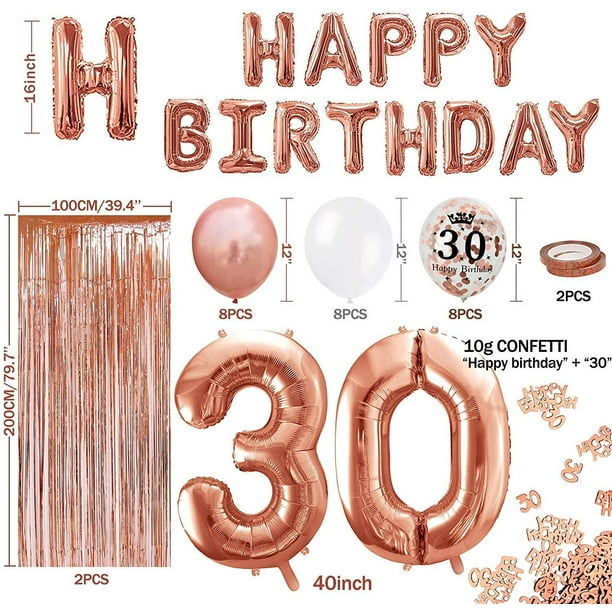 Confeti De 30 Cumpleaños En Oro Rosa – 1.6 Onzas, Papel Metálico Con Números, Estrellas Y Motivos De Fiesta, Decoración Para Mesas