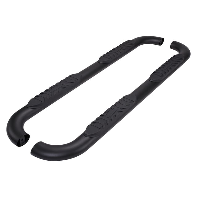 TrailFX Nerf Bar A1002B TFX 4 Oval Tube Side Steps; With Step Pads; 4 Inch Oval Bent; Titanium Black; Mild Steel; With Welded End Caps; Rocker Panel Mount