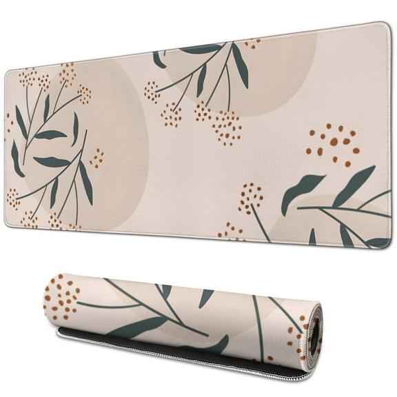 Waterproof Non-Slip Large Desk Mat | Unique Abstract Art with Boho Leaves Design | Ideal for Office Laptop | 31.5 X 11.8 Inch Size | Experience Ultimate Navigation
